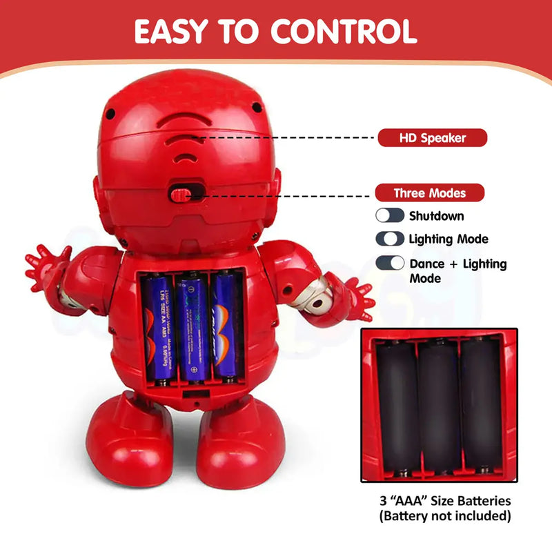 Kids Red Dancing Iron Man Robot Toy with LED Lights & Music Trending Accessories