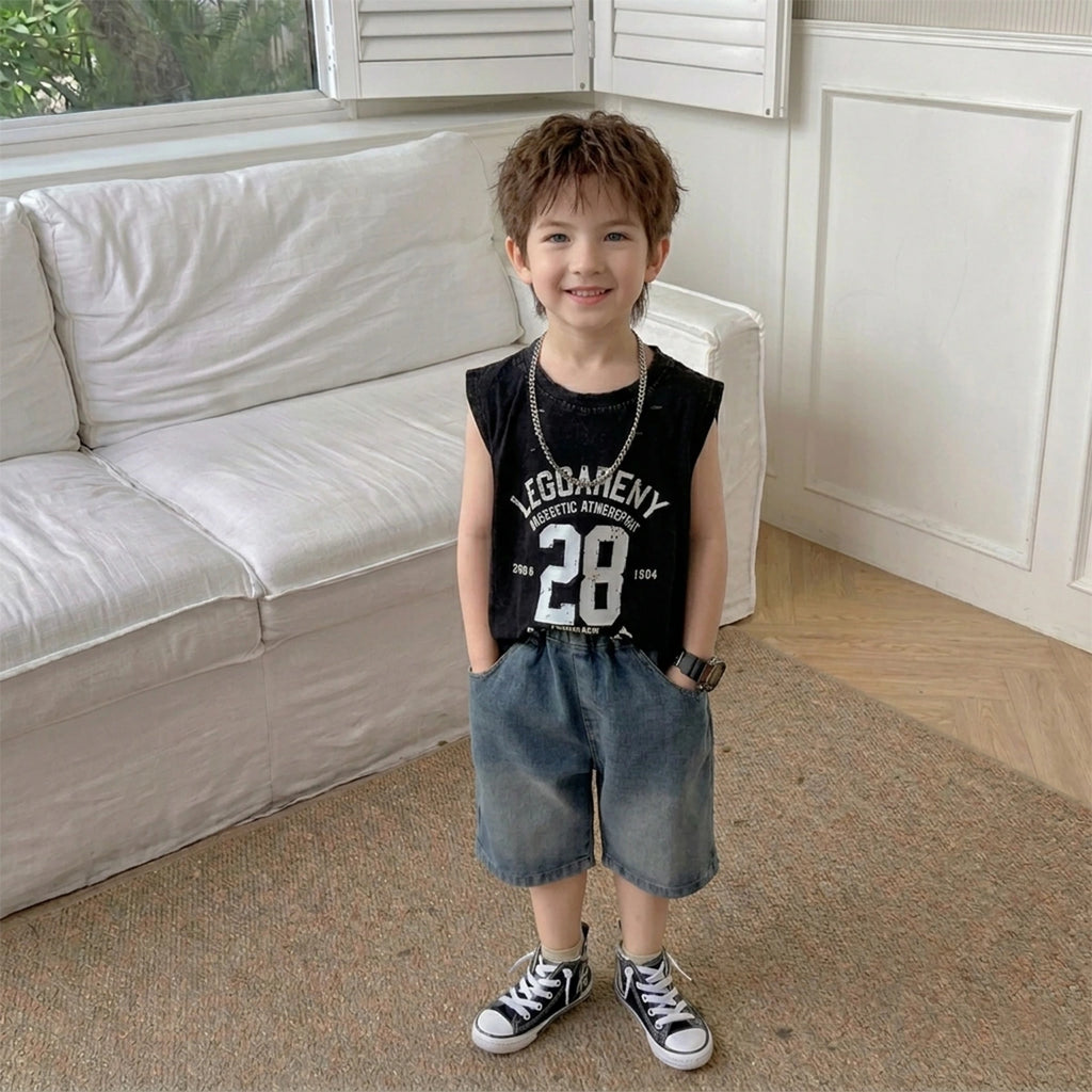 Boys Light Blue Elasticated Waist Denim Shorts with Applique Patch Shorts Light Blue 3-4 Y