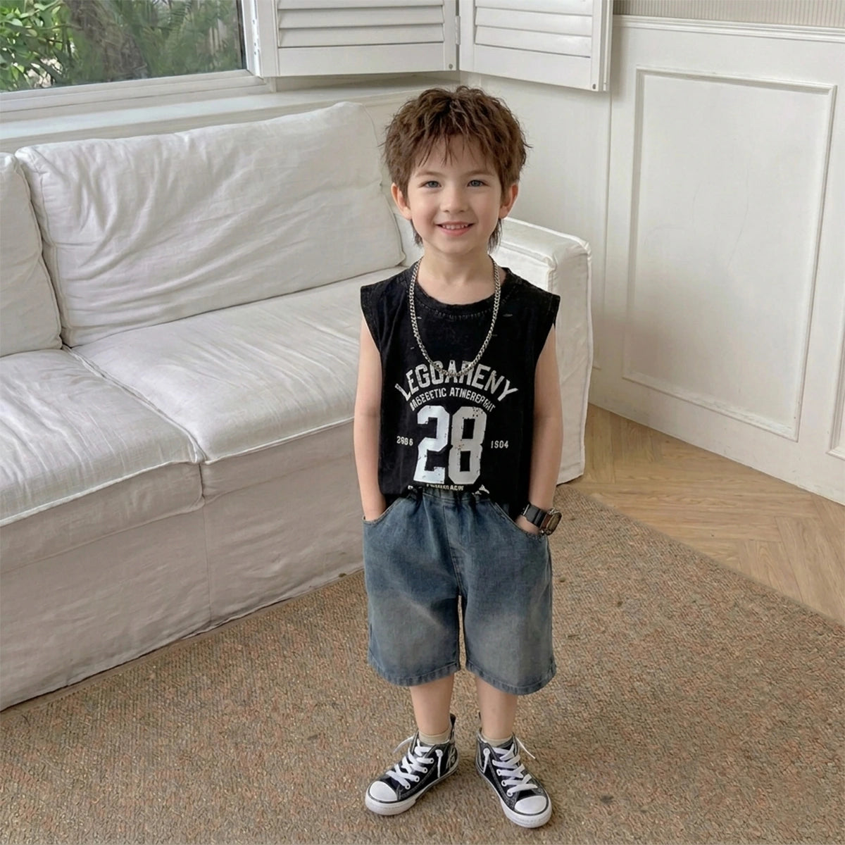 Boys Light Blue Elasticated Waist Denim Shorts with Applique Patch Shorts Light Blue 3-4 Y