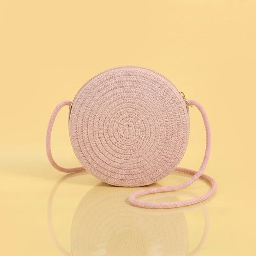 Girls Pink Floral Applique Round Sling Bag Sling Bags