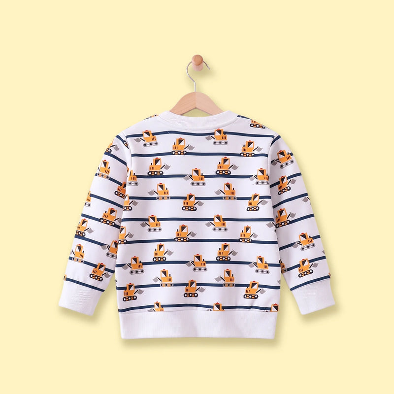 Boys White Round Neck Graphic Sweatshirt Sweatshirts & Hoodies