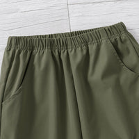 Boys Olive Green Solid Elasticated Bottom Cargo Trouser Cargo Pants