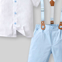 Boys Short Sleeve Shirt With Suspender Shorts Set 2 pc. Sets   