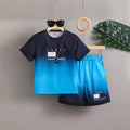 Boys Blue Ombre Printed Short Sleeves T-Shirt With Shorts Co-ord Sets Sets Blue 7-8 Y