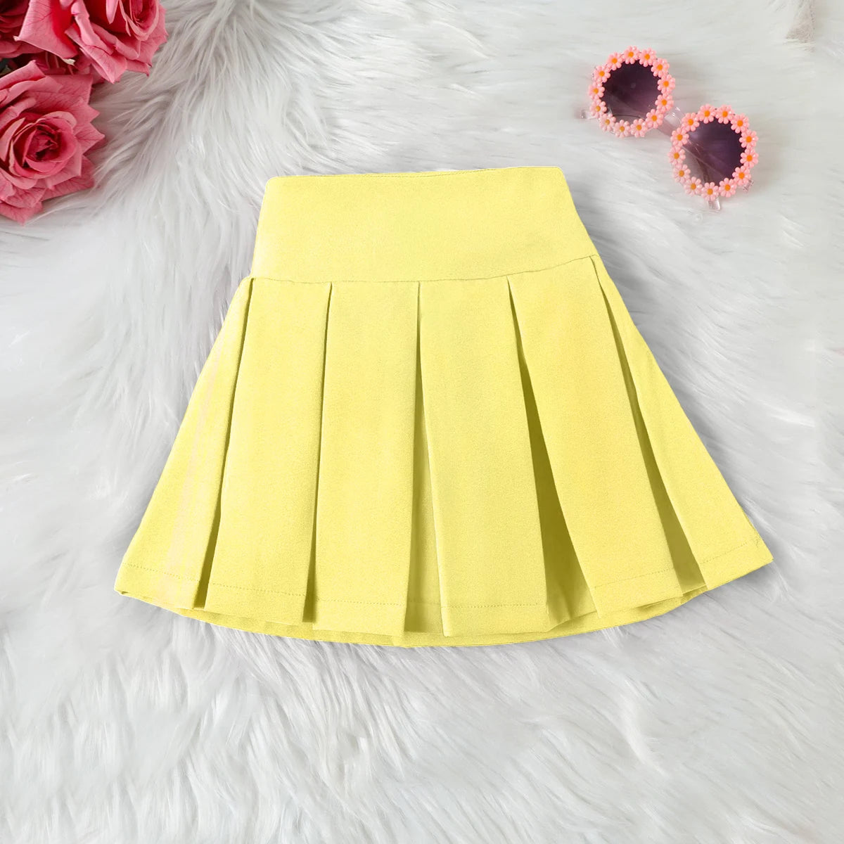 Girls Yellow V-Neck Top With Cami Top And Skirt Sets 3 pc. Sets