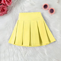 Girls Yellow V-Neck Top With Cami Top And Skirt Sets 3 pc. Sets