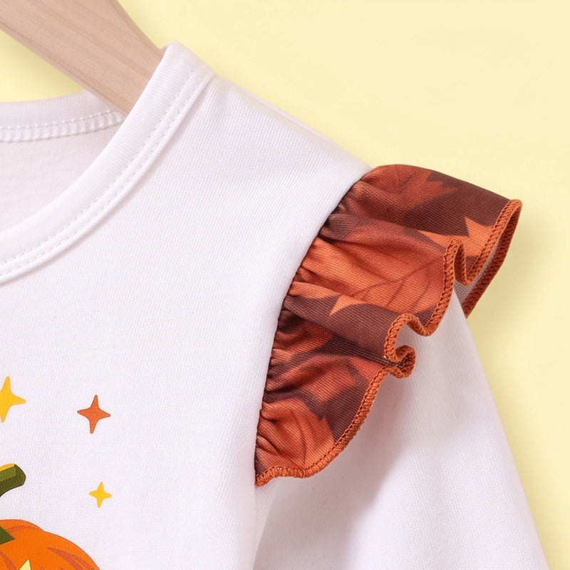 Girls White Happy Halloween Print Top With Skirt Sets 2 pc. Sets