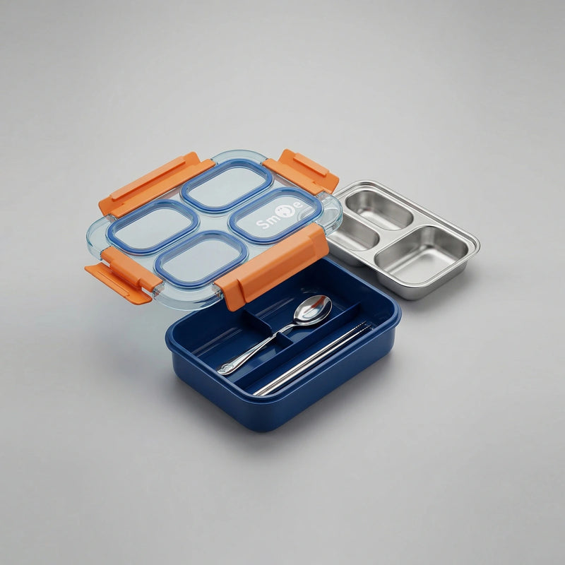 Kids Blue Smart Serve 3-Section Lunch Box Trending Accessories