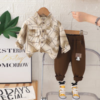 Boys Brown Printed Shirt With Joggers Set 2 pc. Sets Brown 1-2 Y