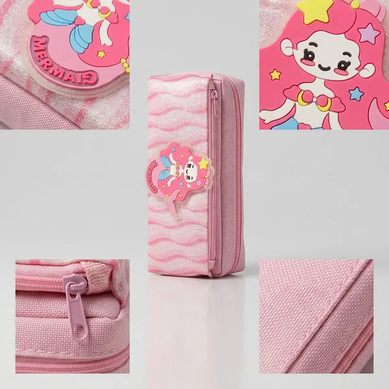 Girls Pink Mermaid Glitter Pencil Case Trending Accessories