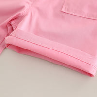 Boys Printed Short Sleeves T-Shirt With Pink Shorts And Bag Pack Set 3 pc. Sets
