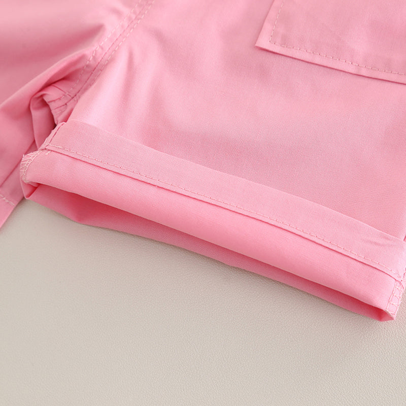 Boys Printed Short Sleeves T-Shirt With Pink Shorts And Bag Pack Set 3 pc. Sets