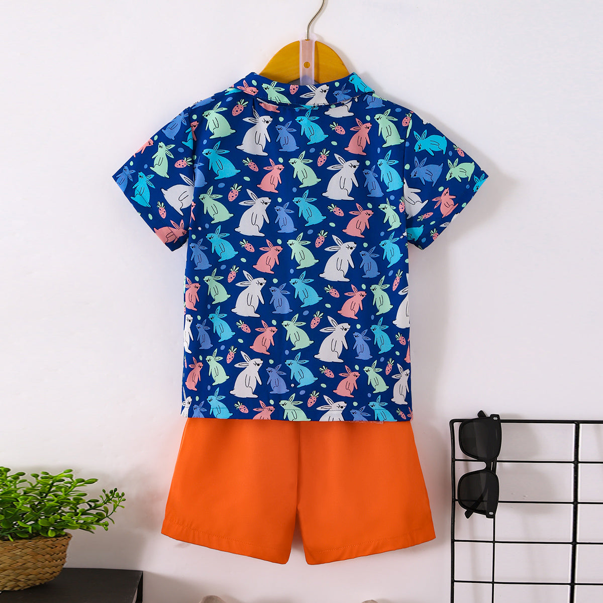Boys Blue Rabbit Printed Shirt With Shorts Set 2 pc. Sets