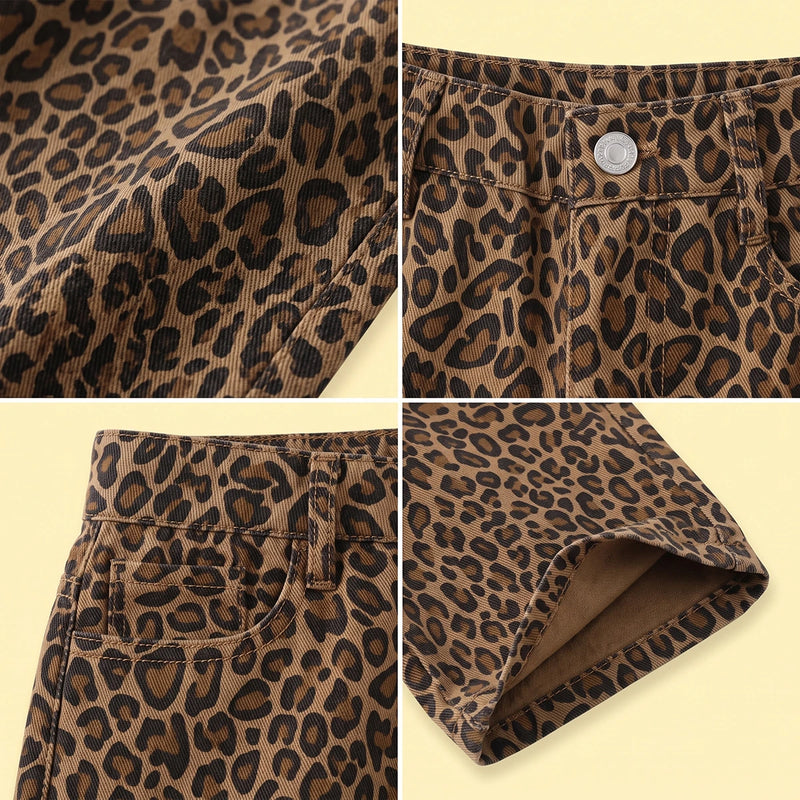Girls Brown Animal Print Elasticated Pants Pants