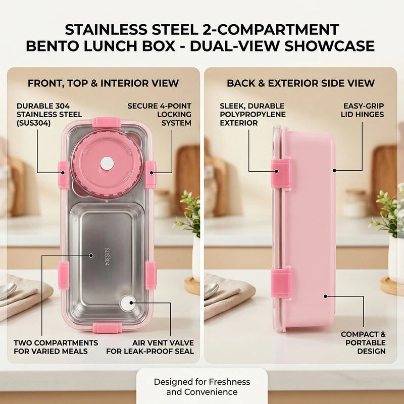 Kids Blush Pink Leak-Resistant School Lunch Box Trending Accessories