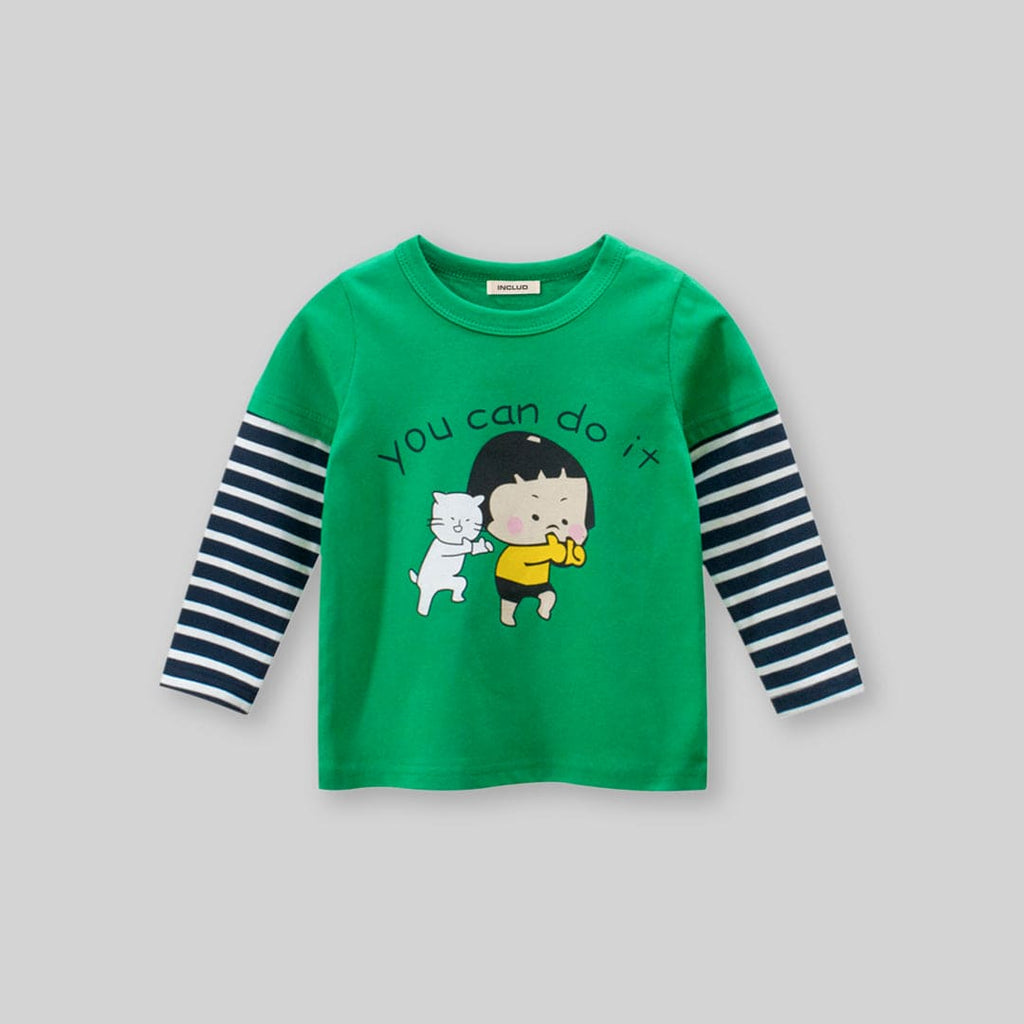 Girls Printed Doctor Sleeves T-Shirt Tshirts Green 1-2 Y 