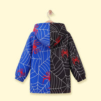 Boys Black Spiderweb Print Hooded Zip-Up Jacket Coats & Jackets
