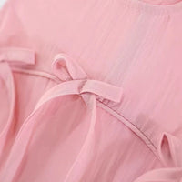 Girls Pink Sleeveless Ruffle Hem A-Line Dress With Bow Details Casual Dresses