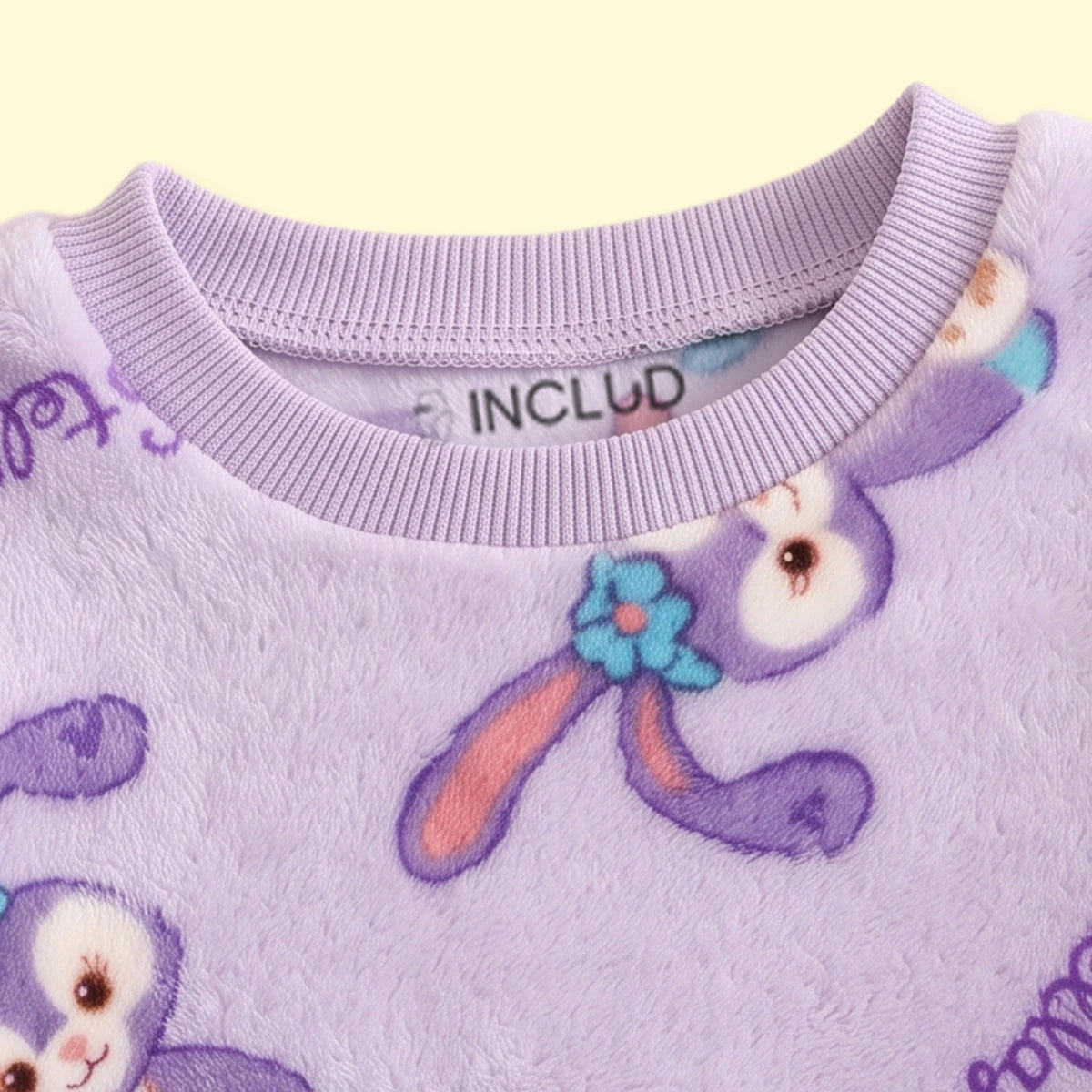 Girls Purple Bunny Printed Sweatshirt With Pants Sets 2 pc. Sets