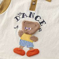 Boys Khaki Teddy Patch Polo T-shirt With Shorts Set Sets