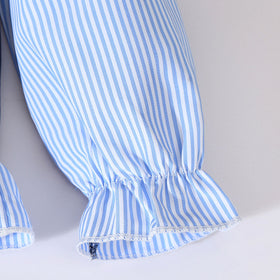 Girls Navy Blue Stripes Top With Pants Sets 2 pc. Sets