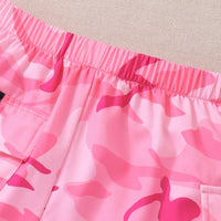 Girls Pink Crop Top & Camisole With Printed Shorts Set Sets