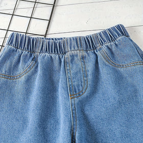 Boys Grey Long Sleeve Sweatshirt With Light Wash Denim Trousers Sets 2 pc. Sets