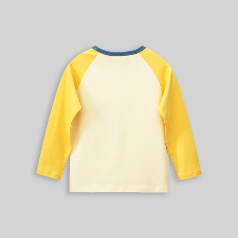 Boys Cream Dinosaur Printed Long Sleeves T-Shirt Tshirts