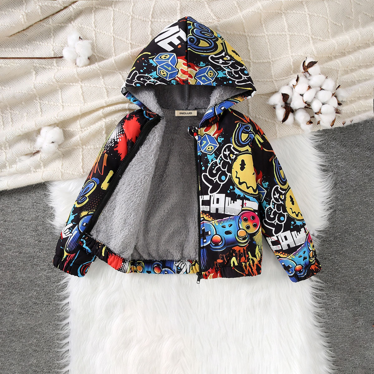Boys Multicolor Printed Regular Winter Jackets Coats & Jackets Multicolor 3-4 Y