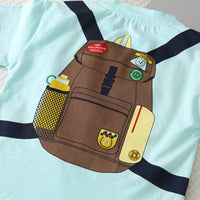 Boys Blue Backpack Printed T-shirt with Shorts Set Sets