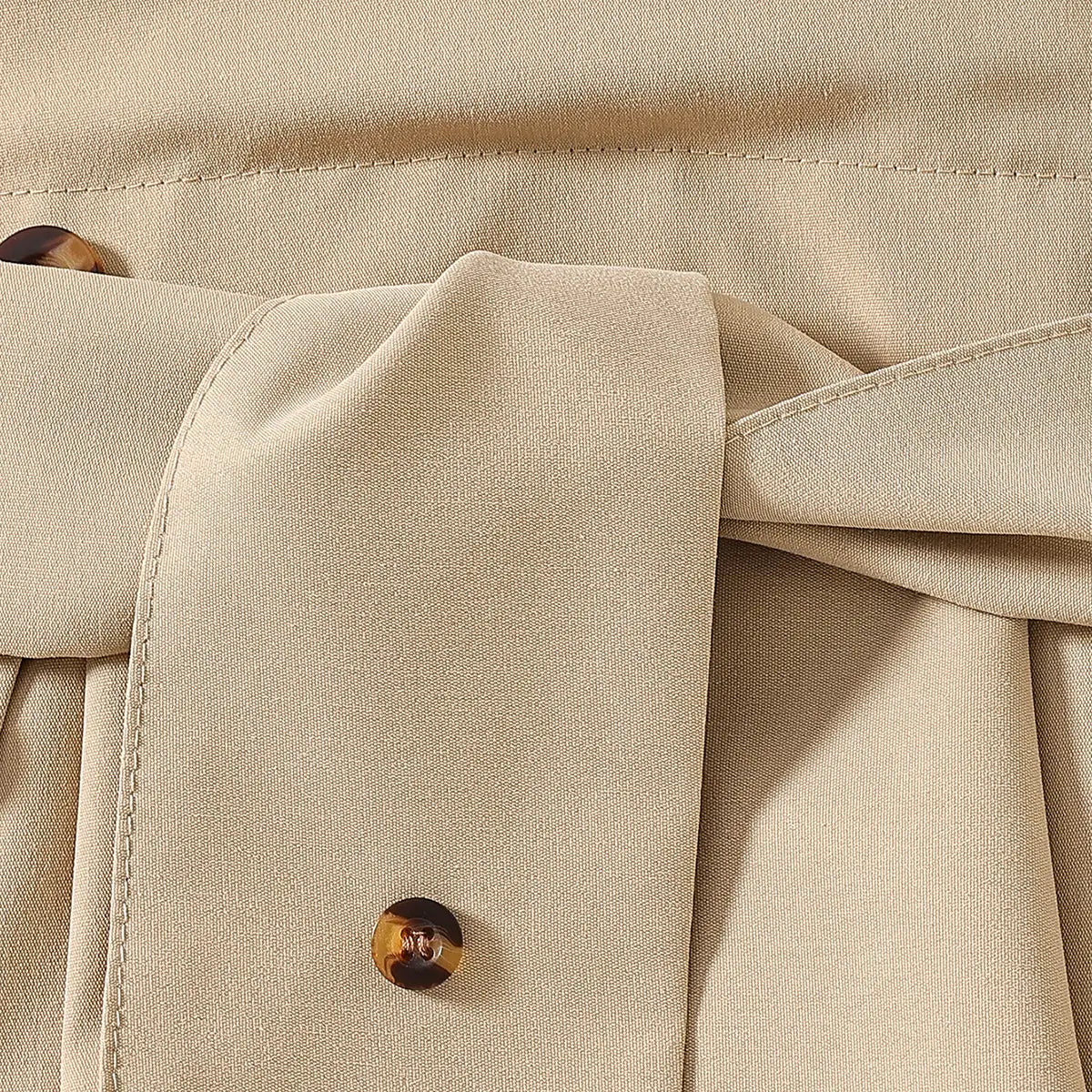 Girls Khaki Short Sleeves Pleated Shirt Dress Casual Dresses