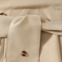 Girls Khaki Short Sleeves Pleated Shirt Dress Casual Dresses