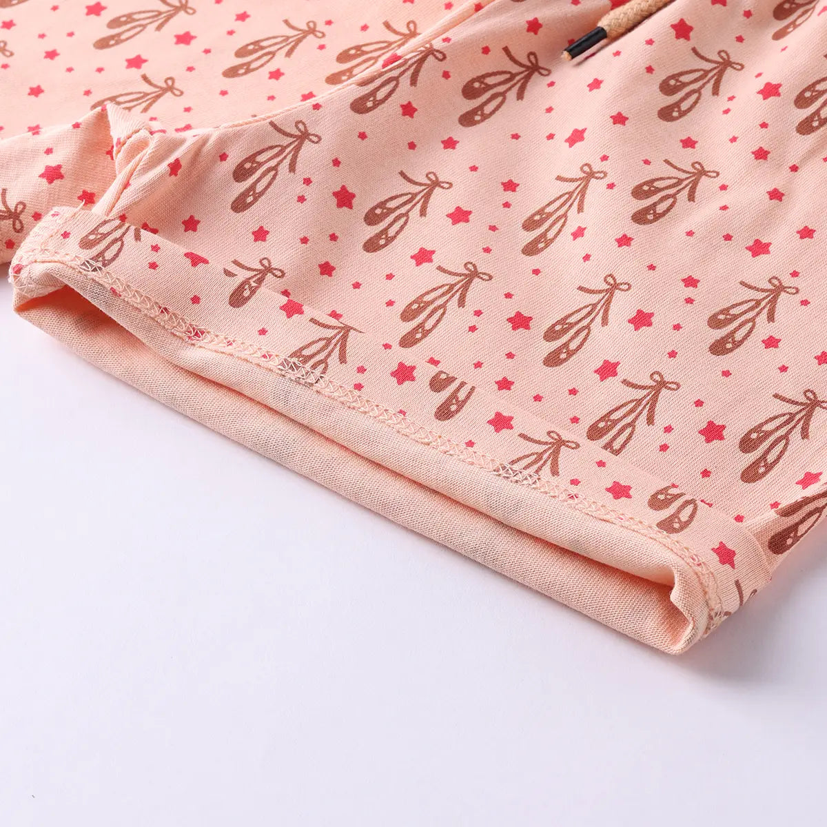 Girls Peach Graphic Short Sleeve Top With Drawcord Printed Shorts Sets Sets