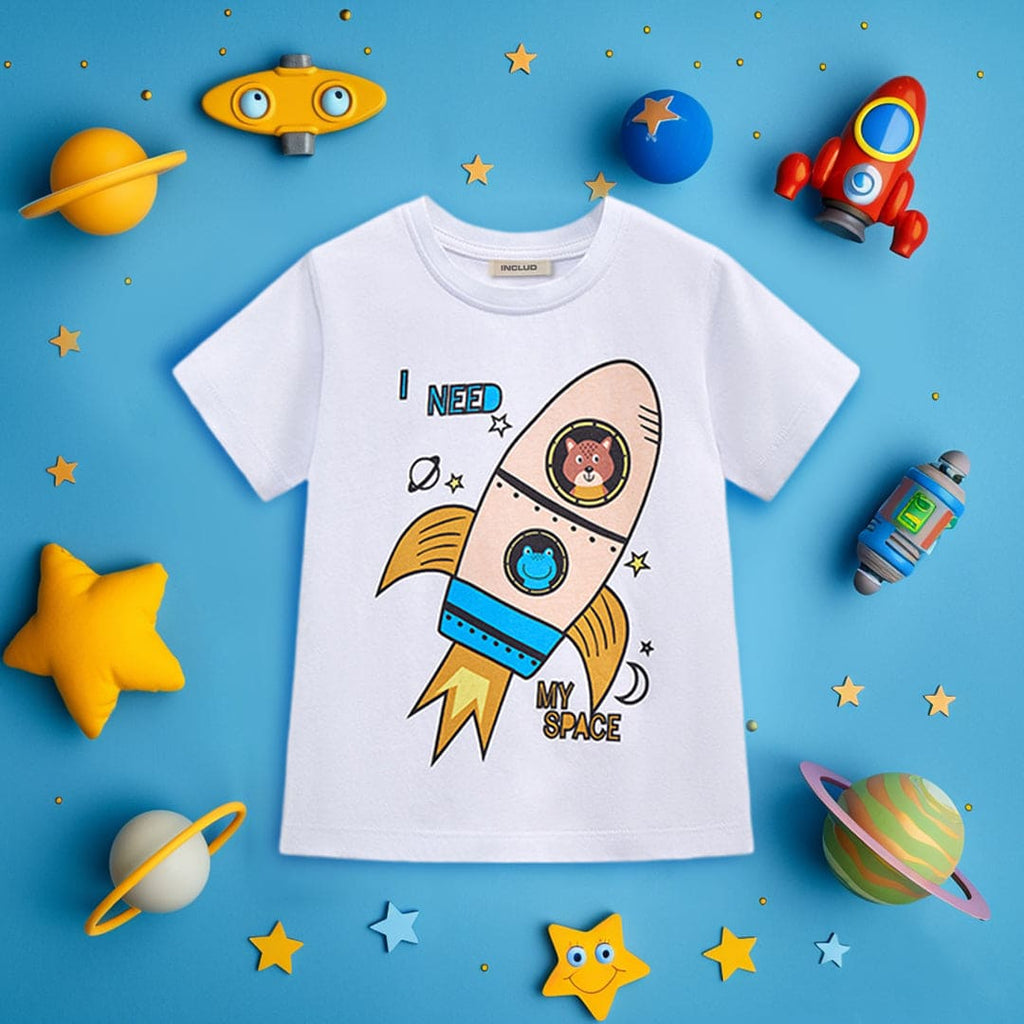Boys Short Sleeve Rocket Graphic T-Shirt