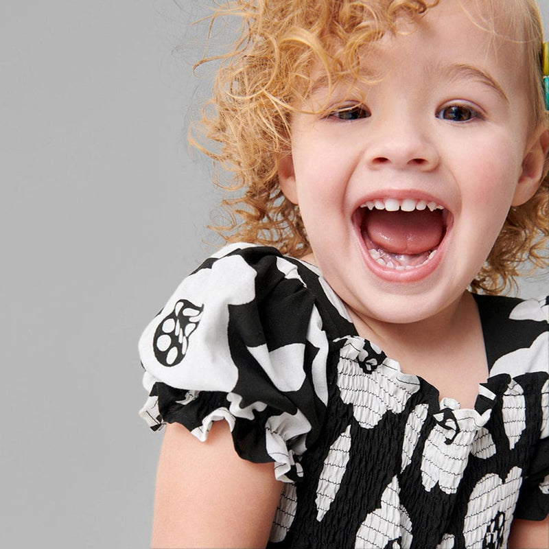 Girls Flower Print Puff Sleeve Dress Casual Dresses   