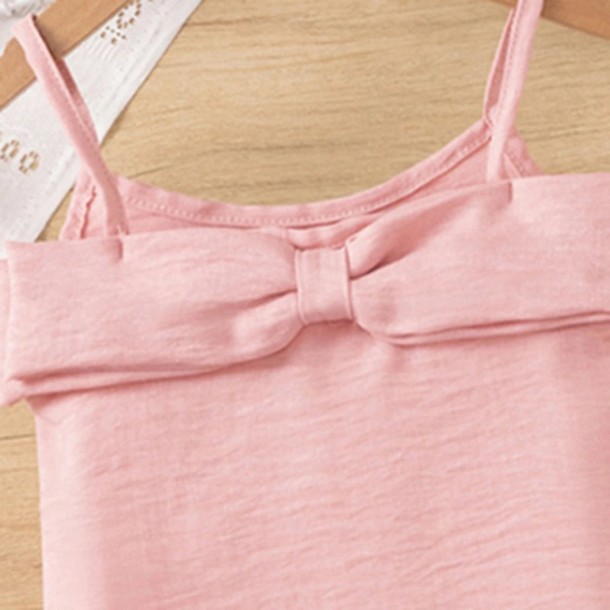 Girls Pink Textured Sleeveless Crop Top With Pants Co-ord Sets Sets