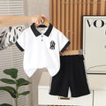 Boys White Short Sleeve Polo T-Shirt With Collar Tipping And Shorts Set 2 pc. Sets White 1-2 Y