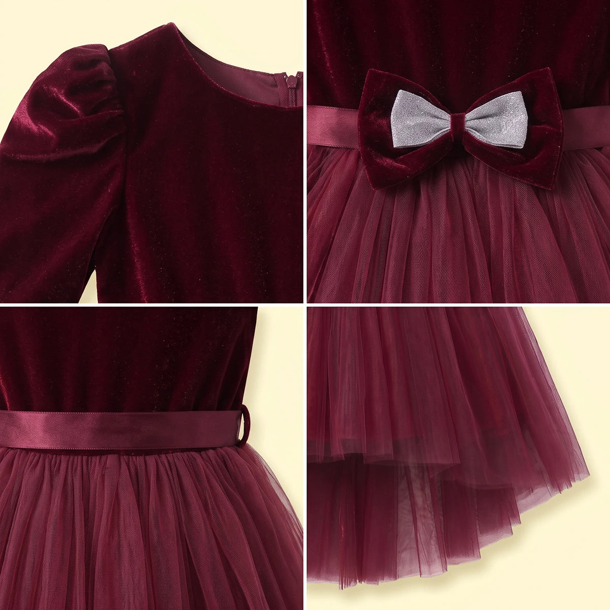 Girls Burgundy High-Low Party Dress Party Dresses