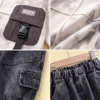 Boys White Tie & Dye Sweatshirt & Denim Cargo Pants Sets Sets