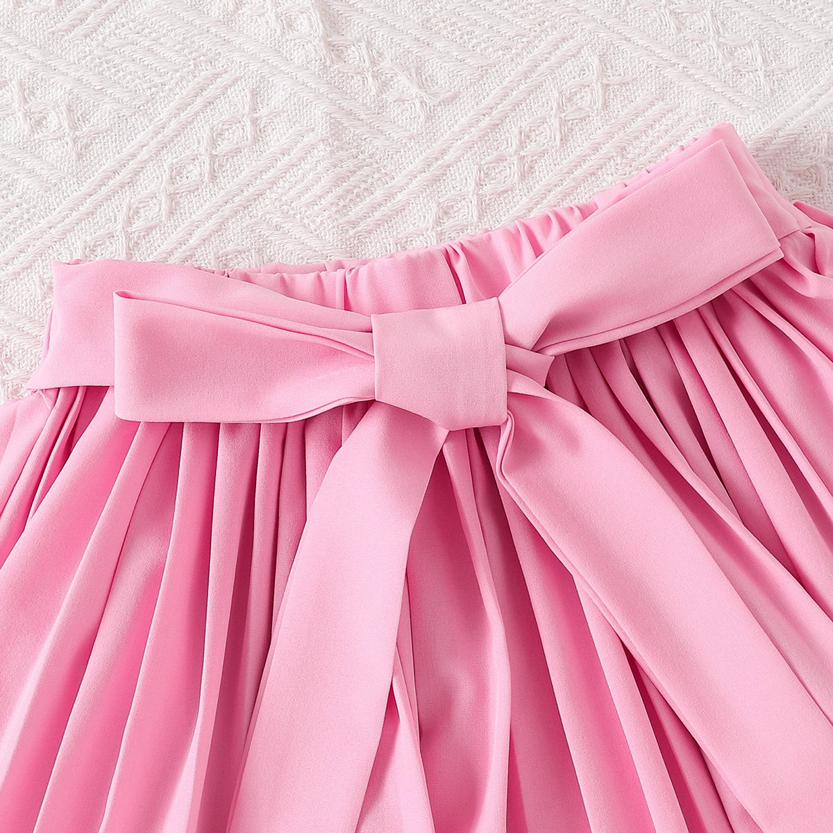 Girls Pink Bow Applique Sleeveless Top With Pleated Skirt Sets 2 pc. Sets