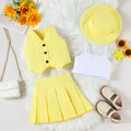 Girls Yellow V-Neck Top With Cami Top And Skirt Sets 3 pc. Sets Yellow 1-2 Y