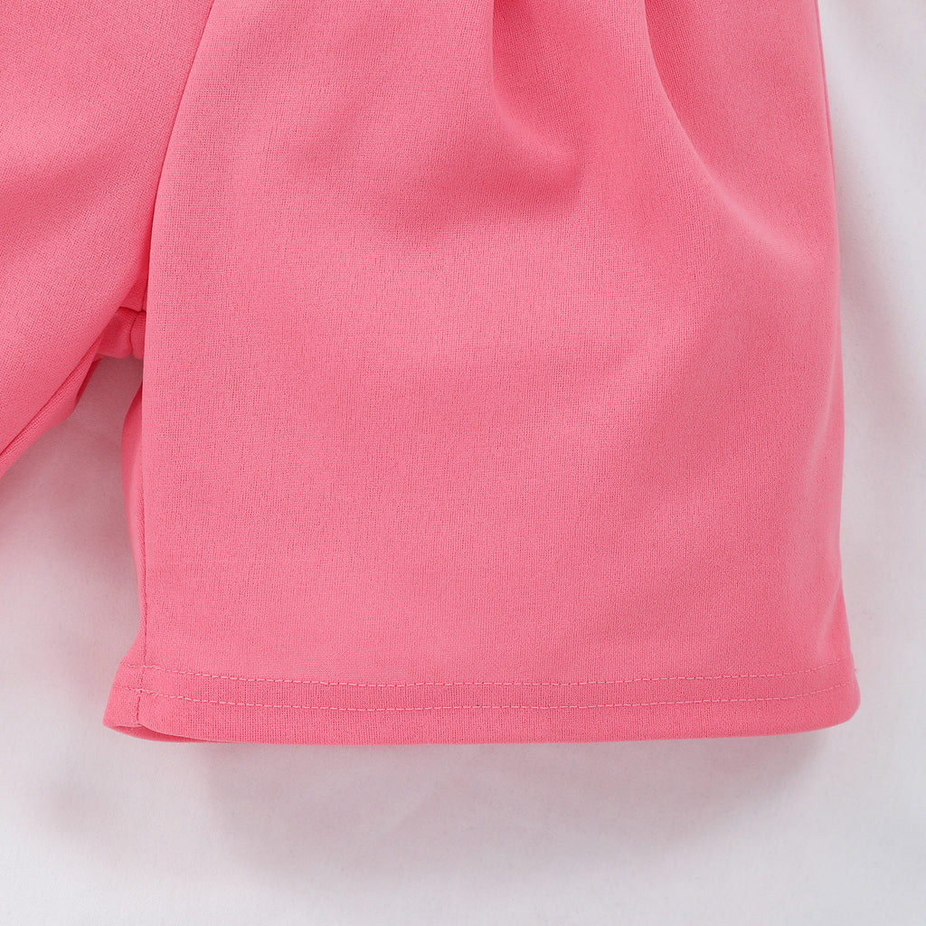 Girls Peach Short Sleeve Square Neck Top With Shorts Set 2 pc. Sets