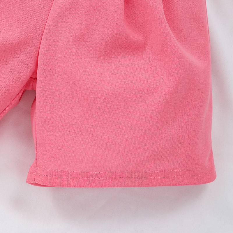 Girls Peach Short Sleeve Square Neck Top With Shorts Set 2 pc. Sets
