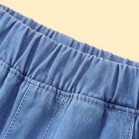 Girls Blue Floral Embroidered Pants Pants