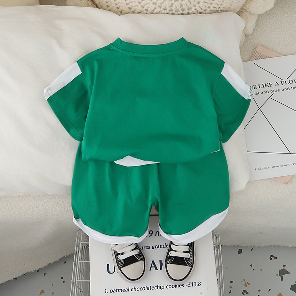 Boys Green Typographic Nasa Printed T-Shirt With Shorts Set 2 pc. Sets
