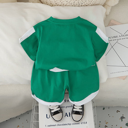 Boys Green Typographic Nasa Printed T-Shirt With Shorts Set 2 pc. Sets