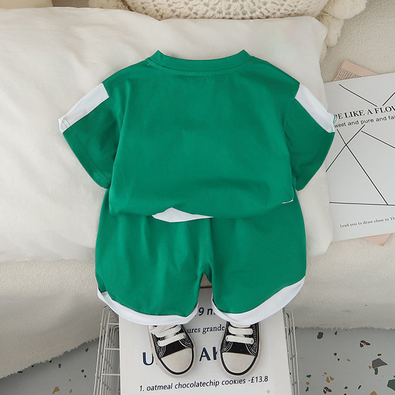 Boys Green Typographic Nasa Printed T-Shirt With Shorts Set 2 pc. Sets