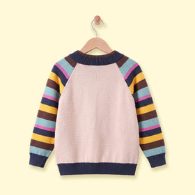 Girls Multicolour Striped Raglan Sleeve Cardigan Sweaters & Cardigans