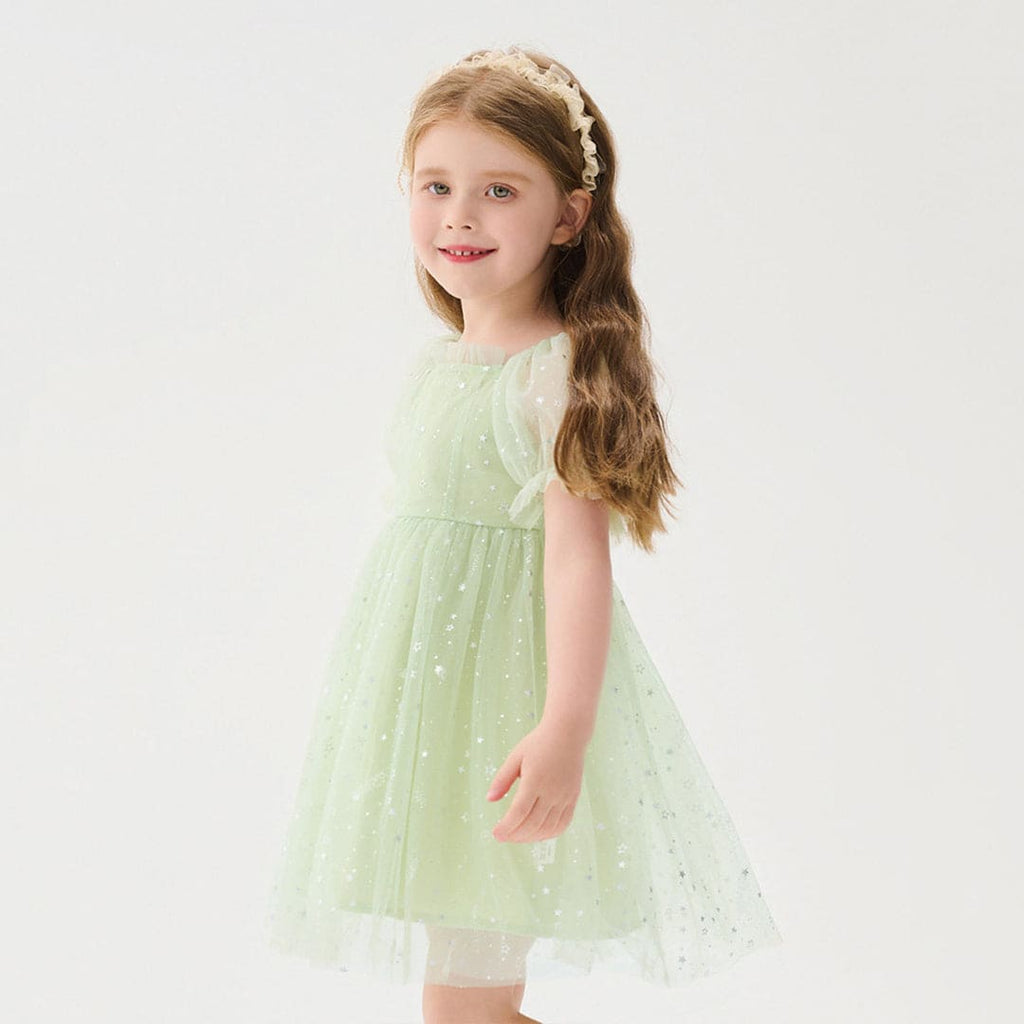 Girls Star Foil Printed Fit & Flare Dress Casual Dresses   