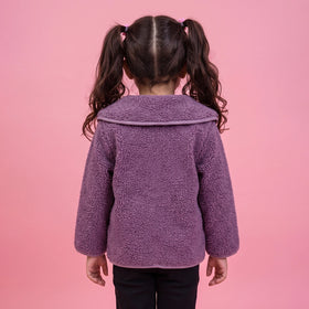 Girls Purple Textured Long Sleeve Jacket Coats & Jackets
